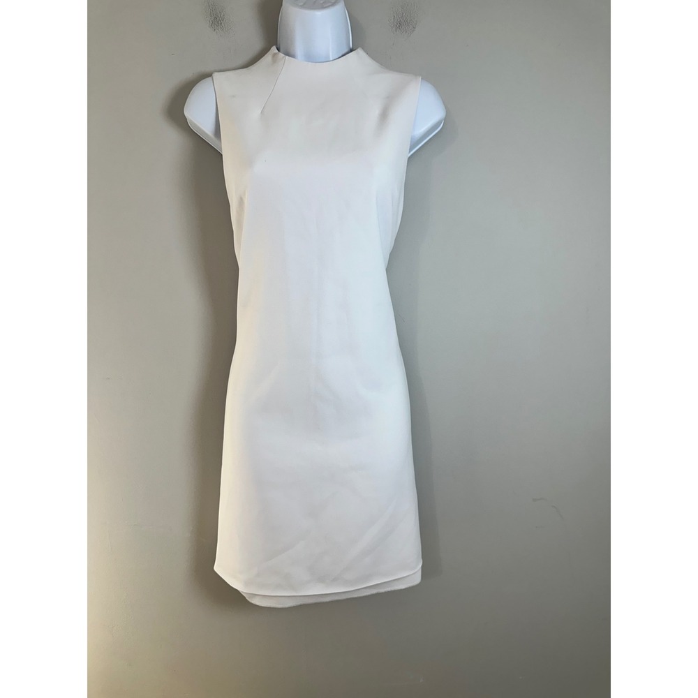 Alice + Olivia White High Neck Sleeveless Mini Shift Dress Size 2